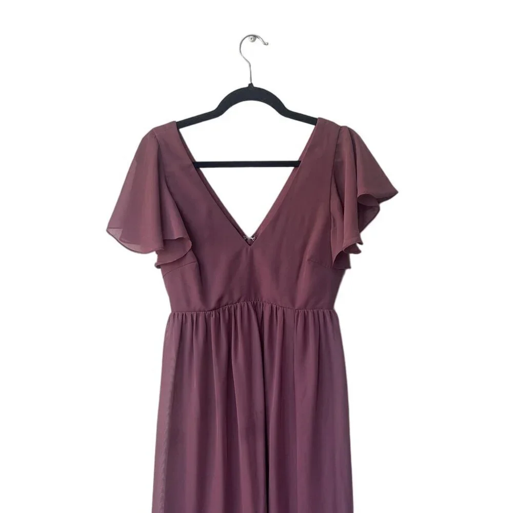 Birdy Grey Dress‎ Bridesmaid Size S Chiffon Rosewood Formal Hannah Maxi Ruffle - Picture 5 of 10